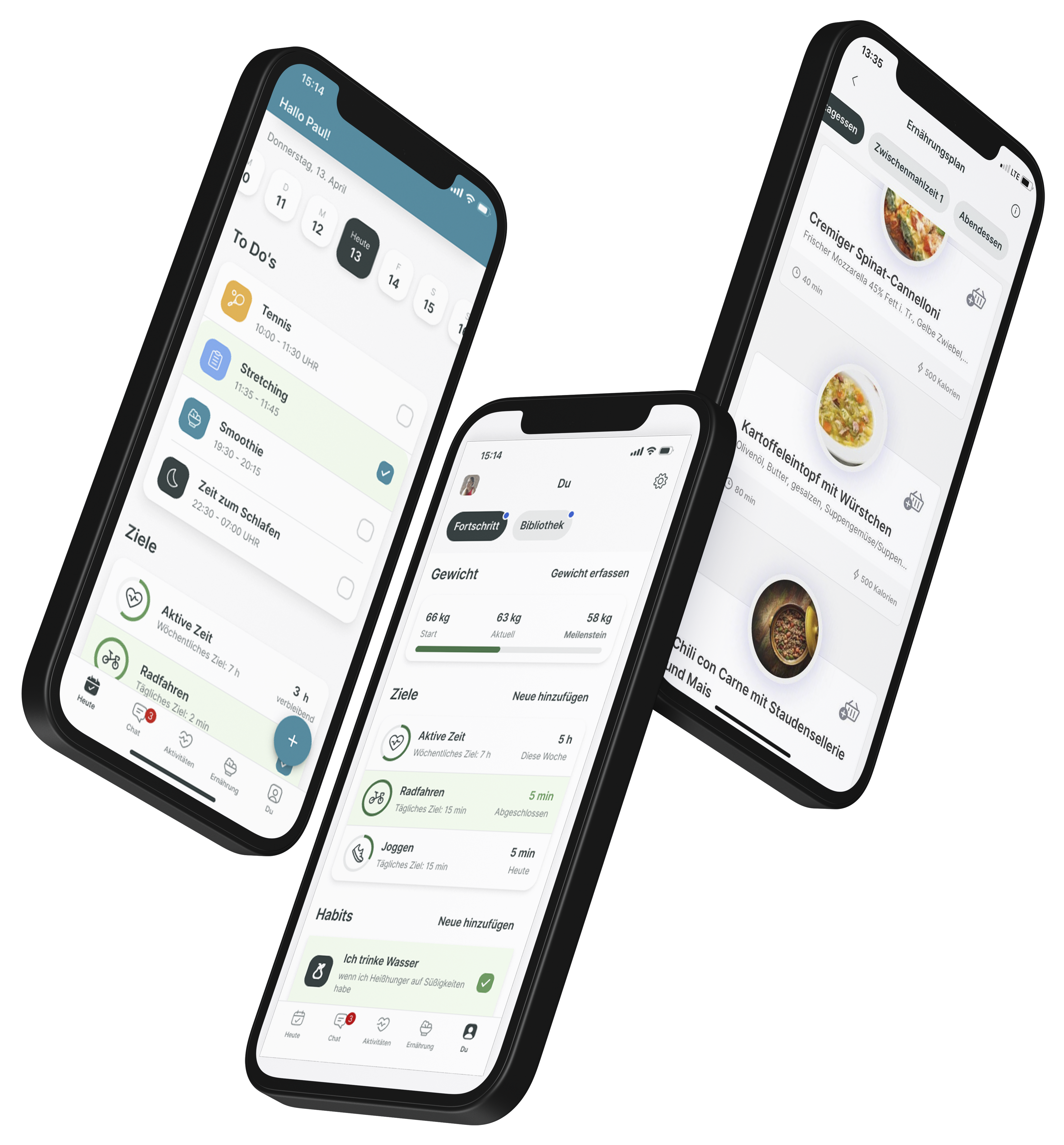 Ein Mockup der Coaching-App, das die Funktionen zeigt.